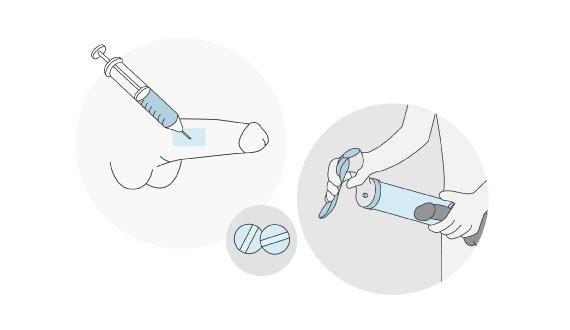 Illustration d'injection caverneuse et viagra